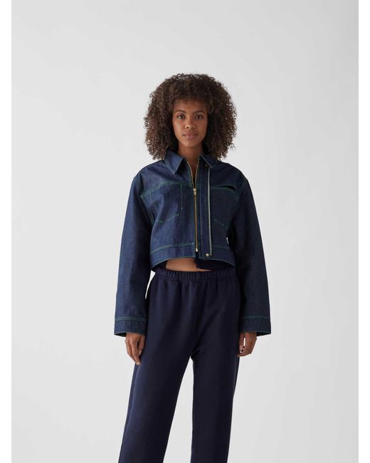 Jacquemus Blue Cropped Jeansjacke mit Cut Outs