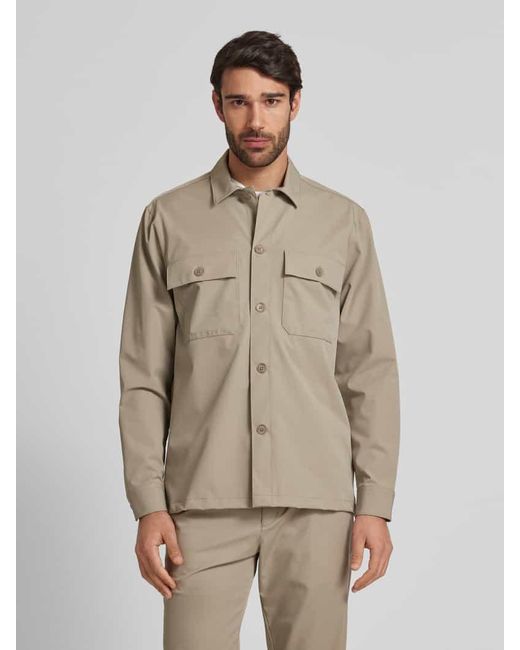 Roy Robson Regular Fit Hemdjacke mit Brustpattentaschen in Natural für Herren