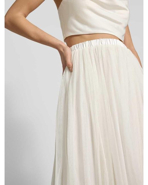 LACE & BEADS White Knielanger Rock mit Plisseefalten