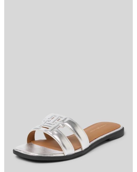 Tommy Hilfiger Slippers Van Echt Leer in het Metallic