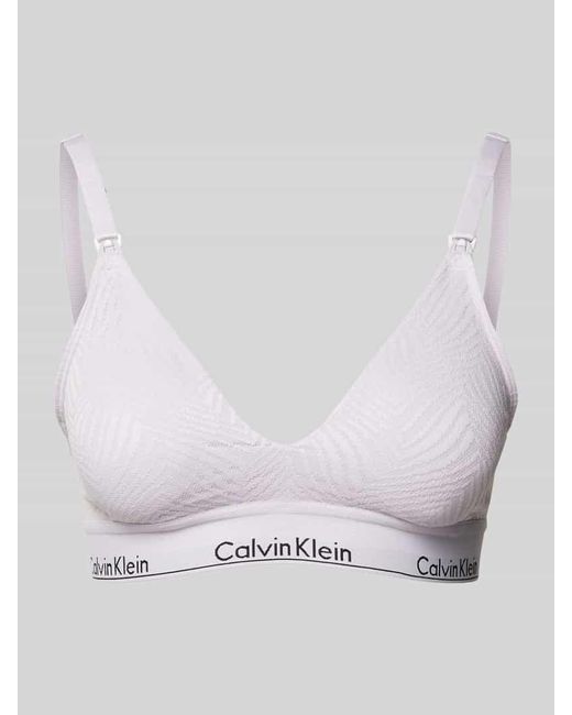 Calvin Klein White Triangel-BH mit Spitzenbesatz Modell 'MODERN LACE'