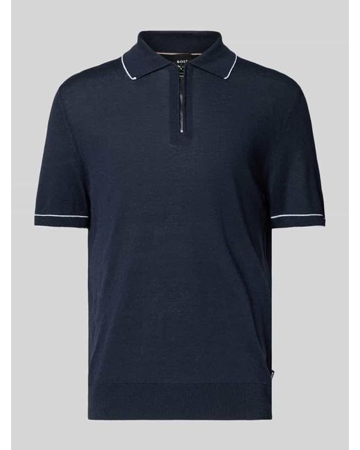 Boss Regular Fit Poloshirt mit kurzem Reißverschluss in Blue für Herren