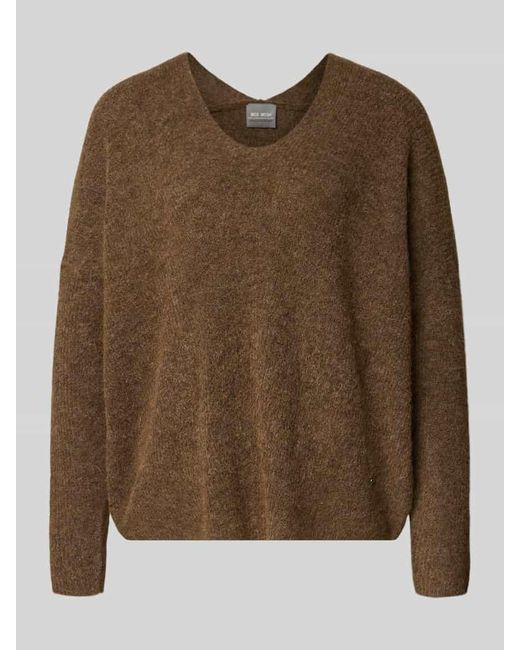 Mos Mosh Brown Oversized Strickpullover mit gerippten Abschlüssen Modell 'THORA'