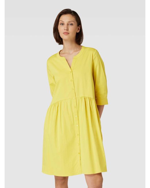 Milano Italy Yellow Kleid mit 3/4-Arm und Rundhalsausschnitt