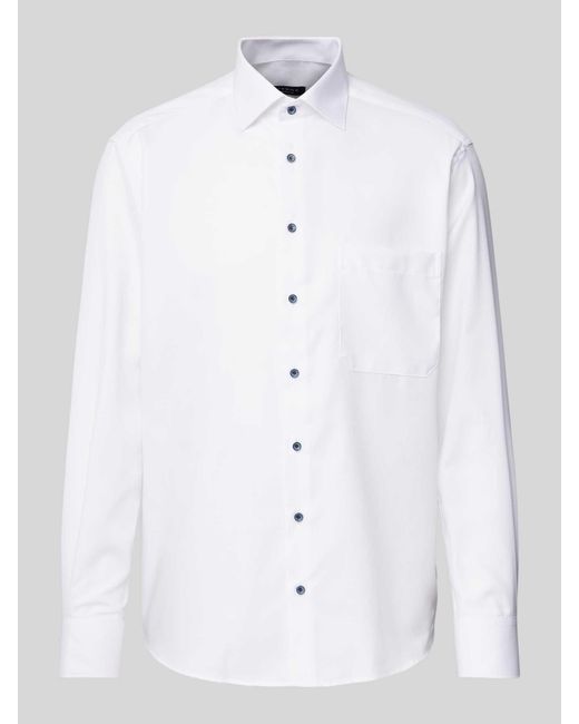 Eterna Comfort Fit Zakelijk Overhemd Met Structuurmotief in het White voor heren