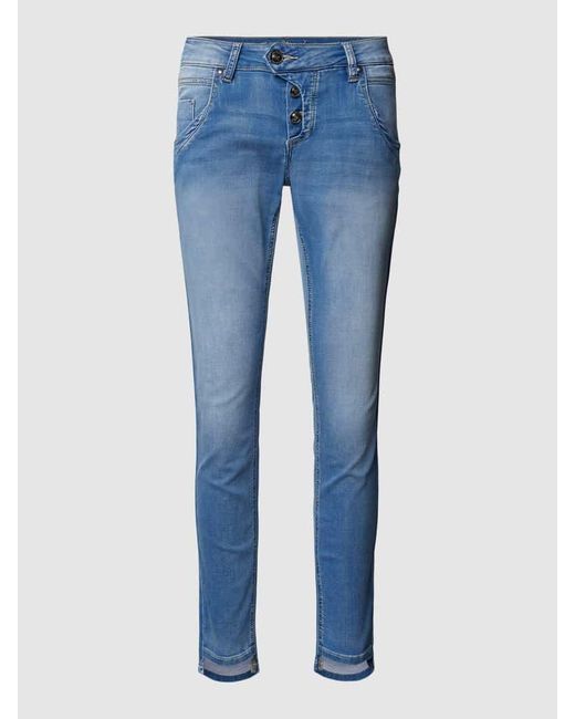 Blue Monkey Blue Slim Fit Jeans mit verkürztem Schnitt Modell 'MANIE'