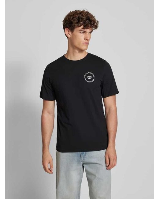 Jack & Jones T-Shirt mit Label-Print Modell 'SIMON' in Black für Herren