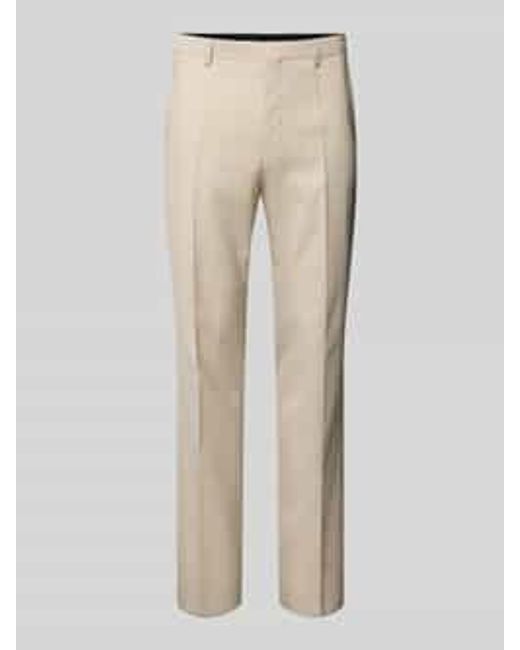 HUGO Slim Fit Pantalon Met Bandplooien in het Natural voor heren