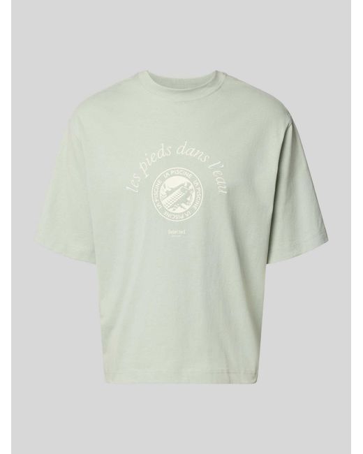 SELECTED Relaxed Fit T-Shirt Van Puur Katoen Model 'Boxynorman Graphic' in het Green voor heren