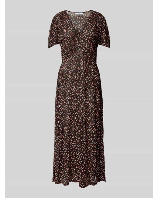 Mango Brown Midikleid mit V-Ausschnitt Modell 'POMI'