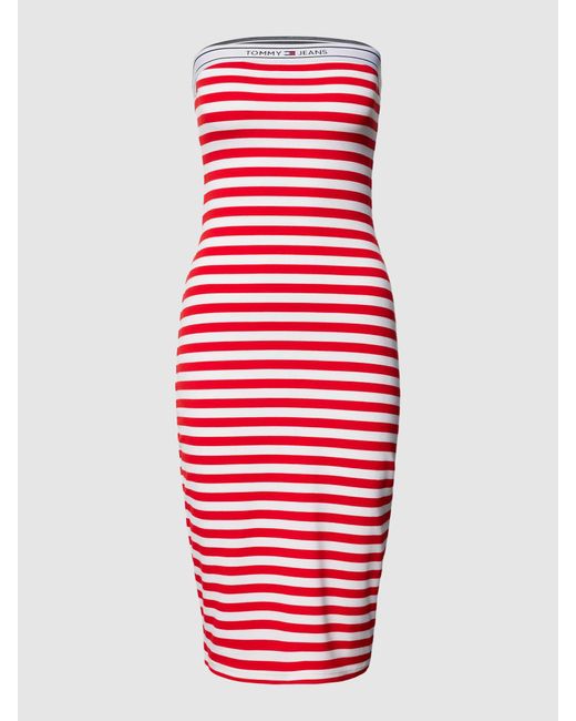Tommy Hilfiger Mini-jurk Met Streepmotief in het Red