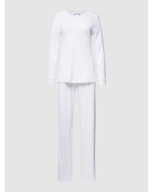 Hanro Pyjama Met Kant in het White