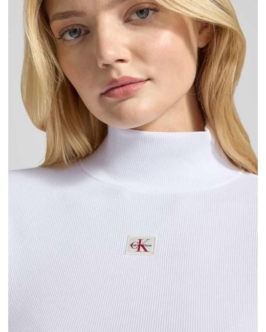 Calvin Klein White Longsleeve mit Stehkragen
