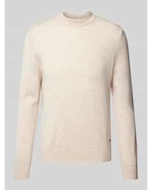 Joop! Gebreide Pullover Van Scheerwol Met Opstaande Kraag, Model 'Davide' in het Natural voor heren