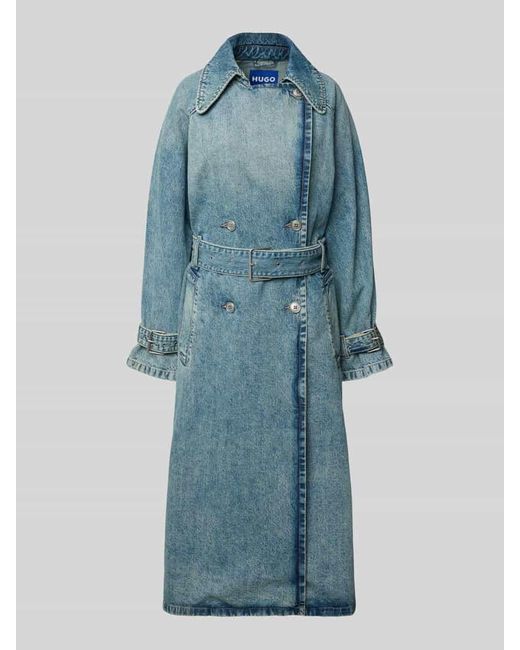 HUGO Blue Relaxed Fit Trenchcoat aus reiner Baumwolle