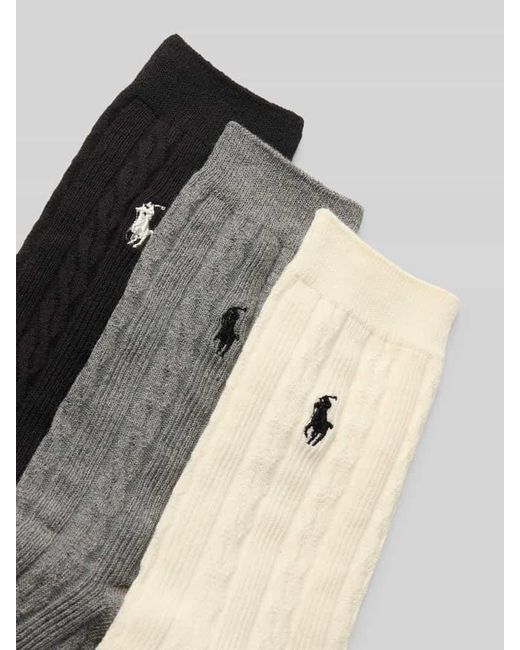 Polo Ralph Lauren Black Socken mit Zopfmuster im 3er-Pack