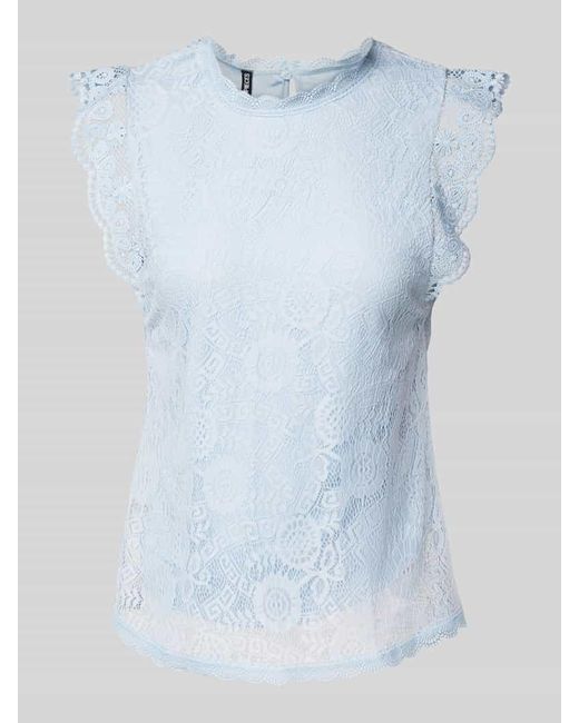 Pieces Blue Regular Fit Top Mit Spitzenbesatz Modell 'Colline'