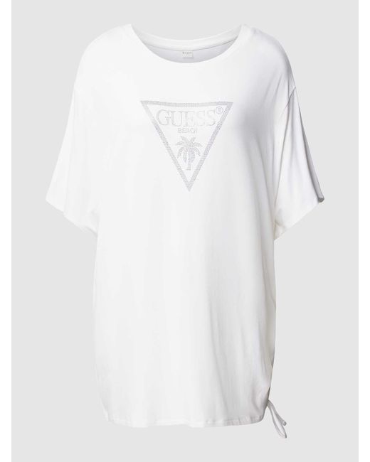 Guess T-shirt Met Labelprint in het White