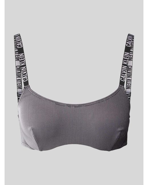Calvin Klein Gray Bikini-Oberteil mit breiten Label-Trägern