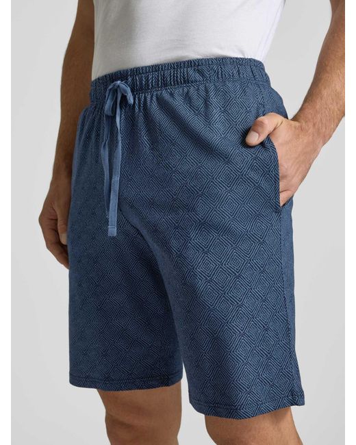 Schiesser Regular Fit Bermuda Met Elastische Band in het Blue voor heren