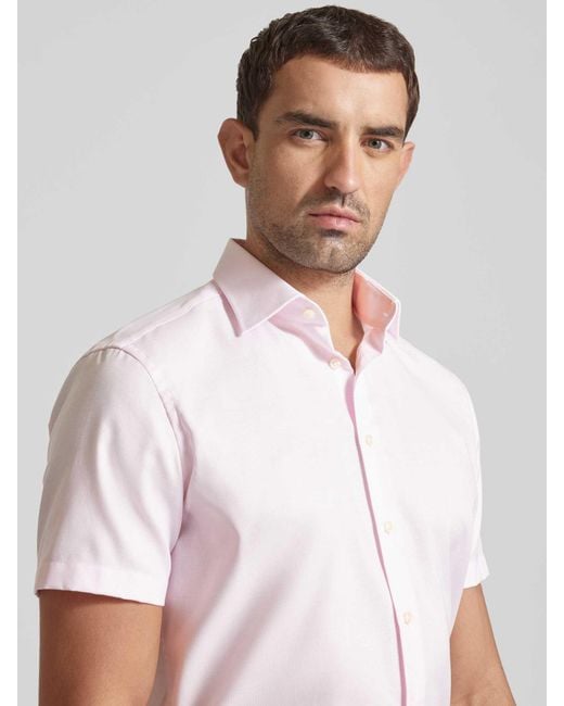 Christian Berg Men Regular Fit Zakelijk Overhemd Met Fijn Gestructureerd Motief in het Pink voor heren