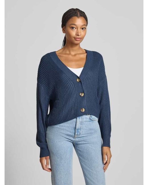 ONLY Blue Regular Fit Strickjacke mit überschnittenen Schultern MODELL 'CAROL'
