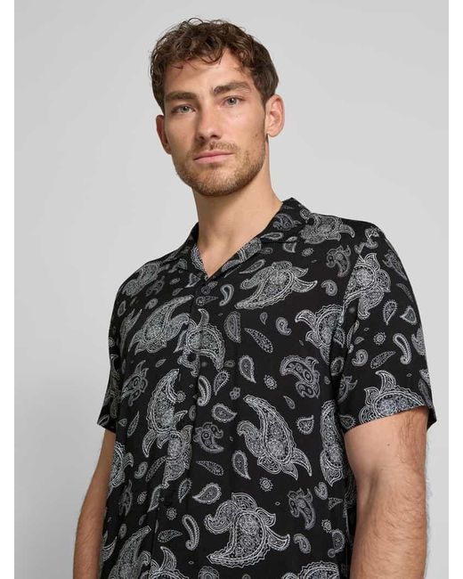 Lindbergh Relaxed Fit Freizeithemd mit Reverskragen in Black für Herren