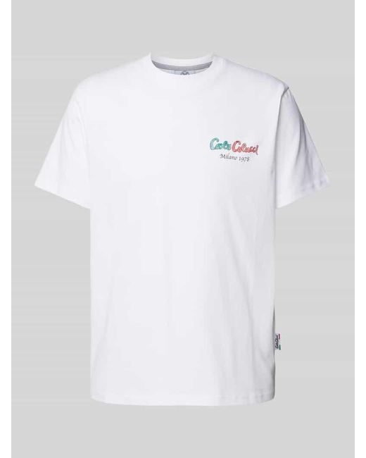 carlo colucci T-Shirt mit Label-Print in White für Herren
