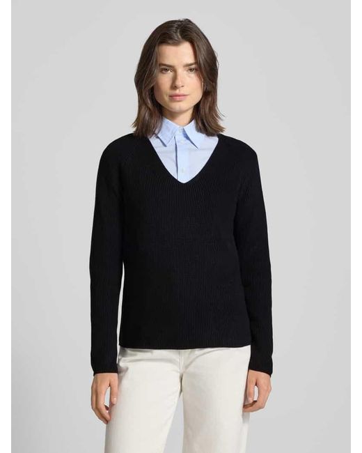 Zero Blue Strickpullover mit V-Ausschnitt