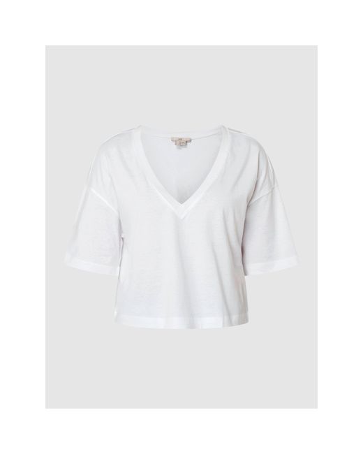 Edc By Esprit White Cropped T-Shirt aus Baumwolle