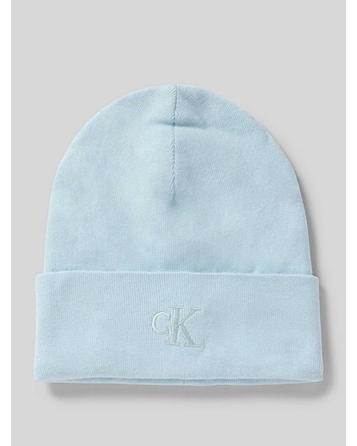 Calvin Klein Beanie Met Labelstitching in het Blue