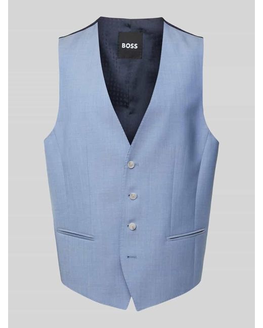 Boss Anzugweste aus Schurwolle mit Paspeltaschen Modell 'Huge' in Blue für Herren