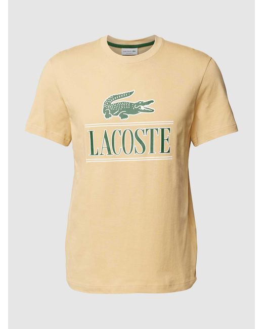 Lacoste T-shirt Met Labelprint in het Natural voor heren