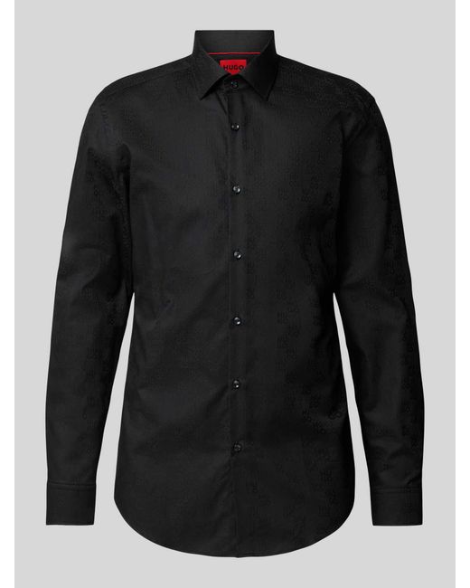 HUGO Slim Fit Zakelijk Overhemd Met Kentkraag in het Black voor heren