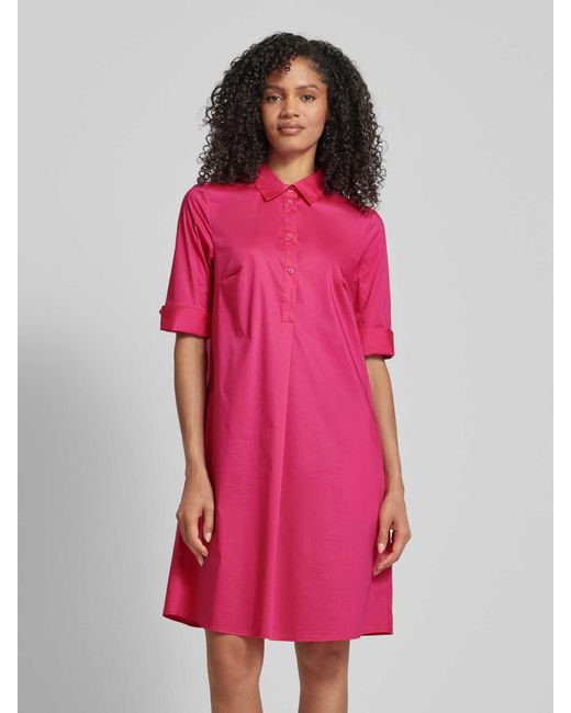 christian berg Pink Knielanges Kleid mit kurzer Knopfleiste