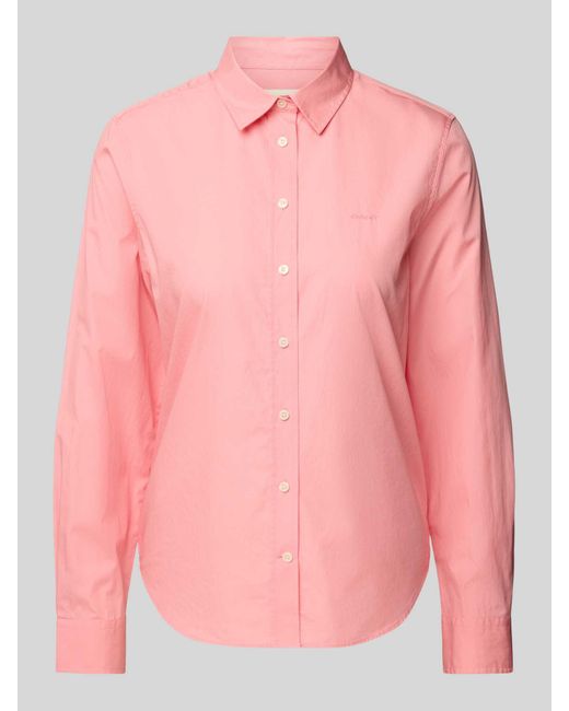 Gant Regular Fit Overhemdblouse Met Labelstitching in het Pink