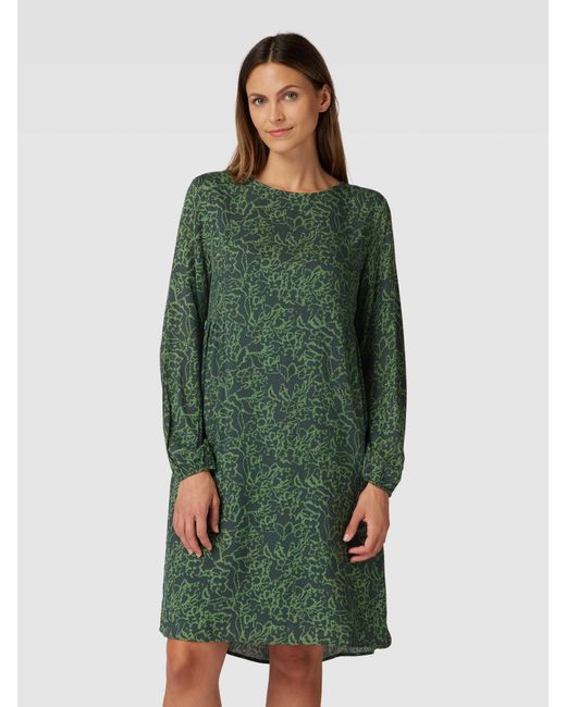 S.oliver Green Knielanges Kleid mit Allover-Muster