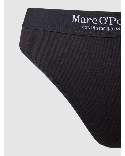Marc O' Polo String Met Ribstructuur En Elastische Band Met Logo in het Black