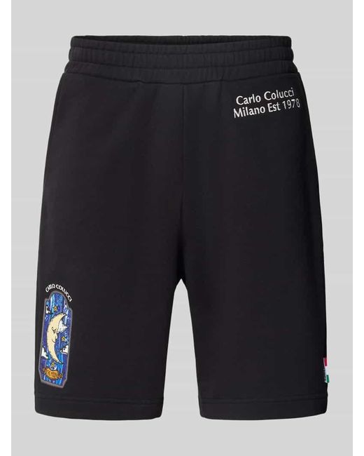 carlo colucci Sweatshorts mit Label-Print in Blue für Herren
