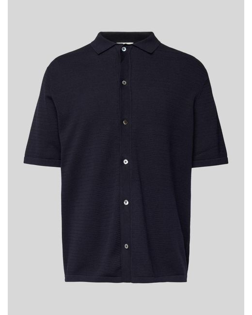 Profuomo Regular Fit Vrijetijdsoverhemd Met Structuurmotief in het Blue voor heren