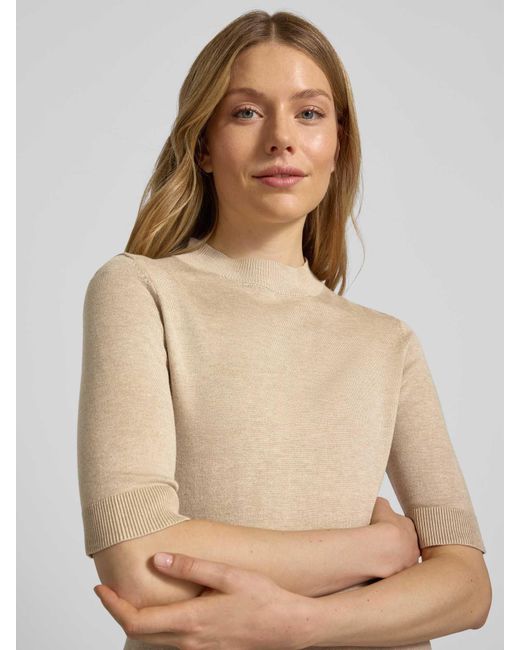 Comma, Gebreide Pullover Van Viscosemix Met 1/2-Mouwen in het Natural