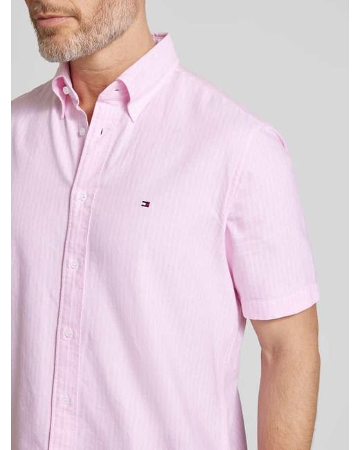 Tommy Hilfiger Regular Fit Business-Hemd mit Streifenmuster in Pink für Herren