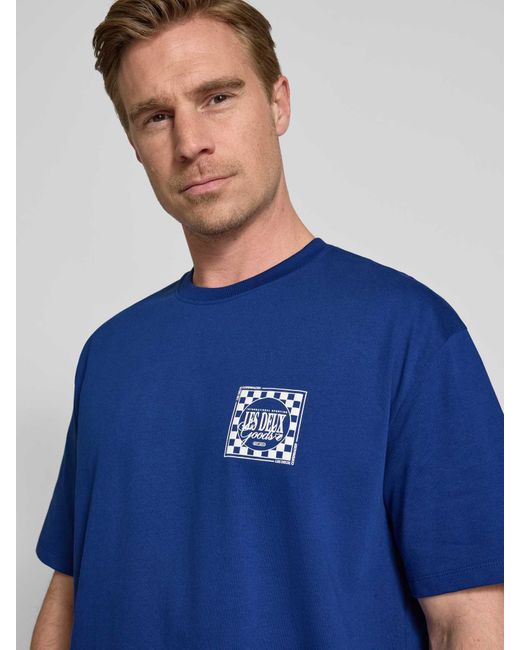 Les Deux T-shirt Met Labelprint in het Blue voor heren
