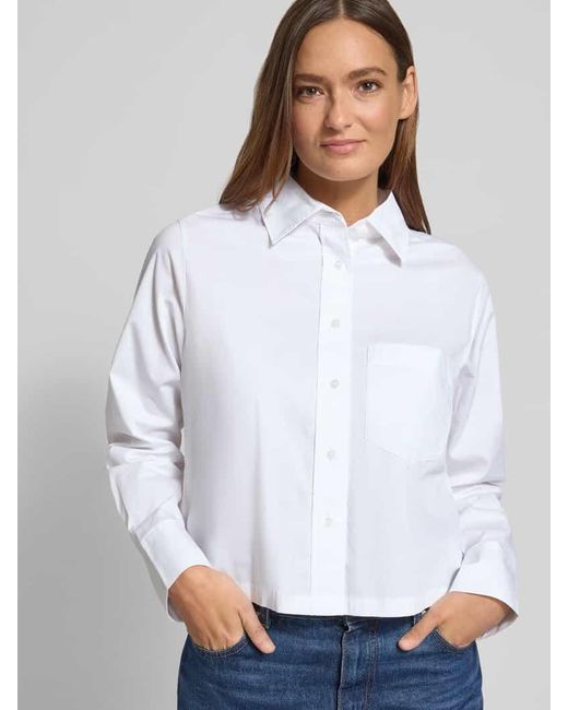 S.oliver White Boxy Fit Hemdbluse aus Baumwoll-Mix