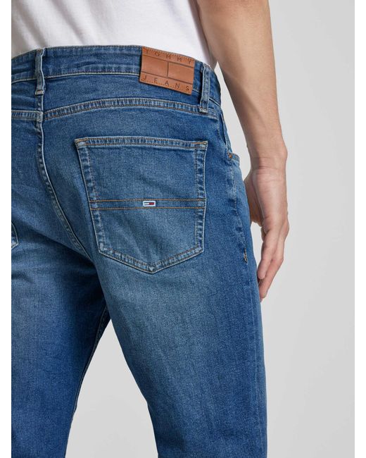 Tommy Hilfiger Regular Fit Jeans Met Labelstitching in het Blue voor heren