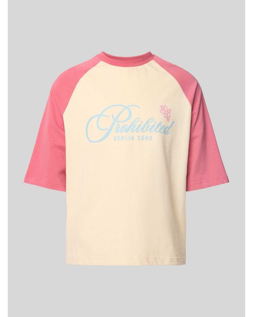 Prohibited Oversized T-Shirt Met Labelprint in het Pink voor heren