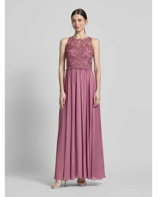 hey kyla Pink Abendkleid mit Spitze und Ziersteinbesatz