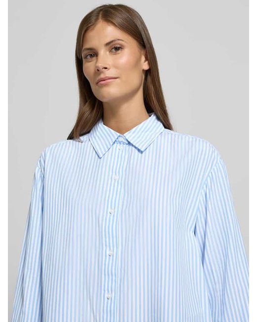 Tom Tailor Blue Regular Fit Hemdbluse aus Lyocell-Baumwoll-Mix