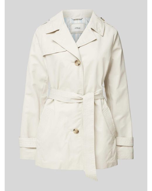 S.oliver Korte Trenchcoat Met Strikceintuur in het Natural