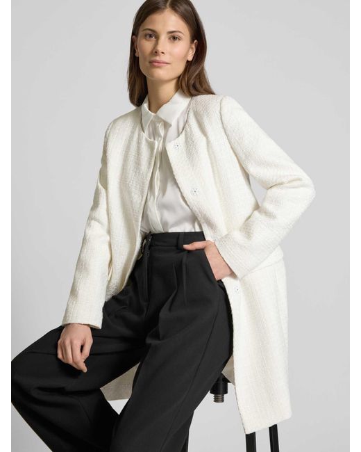Comma, Lange Blazer Met Structuurmotief in het Natural